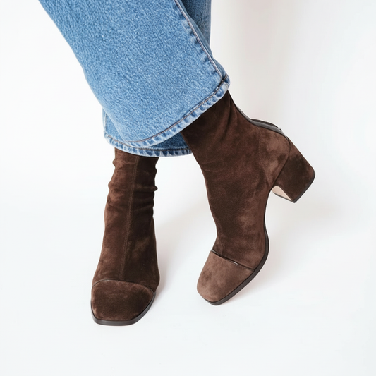 Lily | Elegant Suede Square Toe Ankle Boots