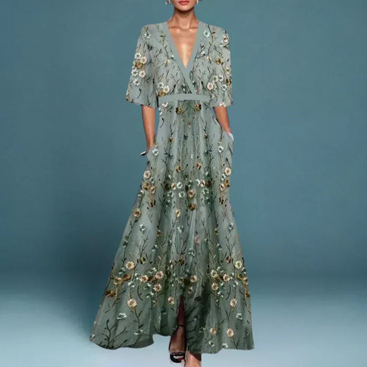 Hazel - V-Neck Floral Maxi Dress