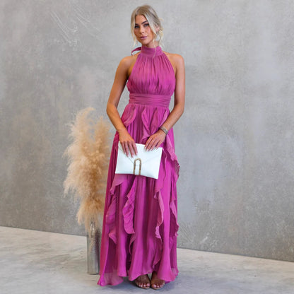 Celestia Ruffled Halter Maxi Dress