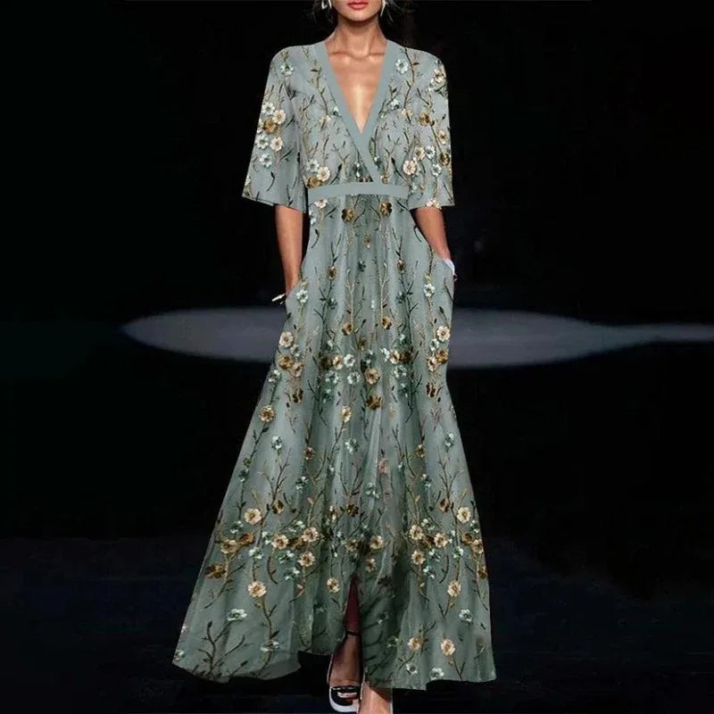 Hazel - V-Neck Floral Maxi Dress