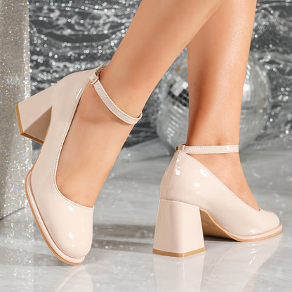 Celeste | Patent Strap Heels